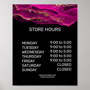 Affiche Retail store opening times sign