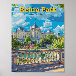 Affiche Retiro Park Madrid Espagne Vintage voyage