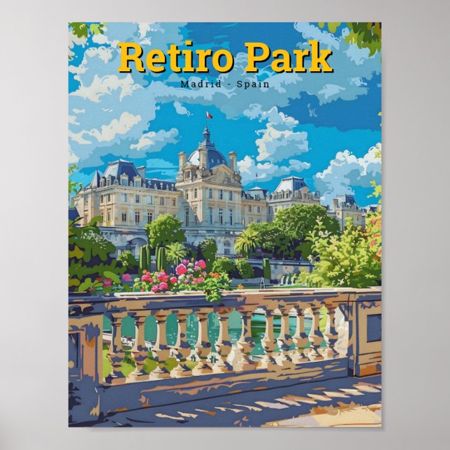 Affiche Retiro Park Madrid Espagne Vintage voyage (Devant)