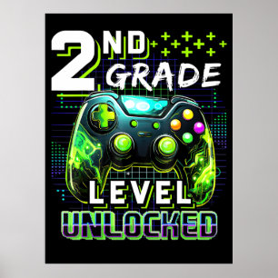 Affiche Retour à l'école 2e année Garçons Niveau gamer dév