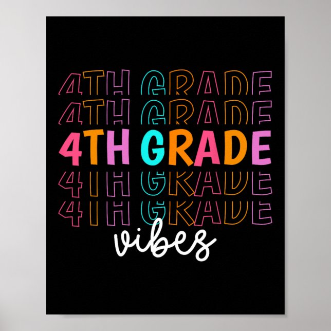 Affiche Retour à l'école 4e année Vibes Rétro Enseignant É (Devant)