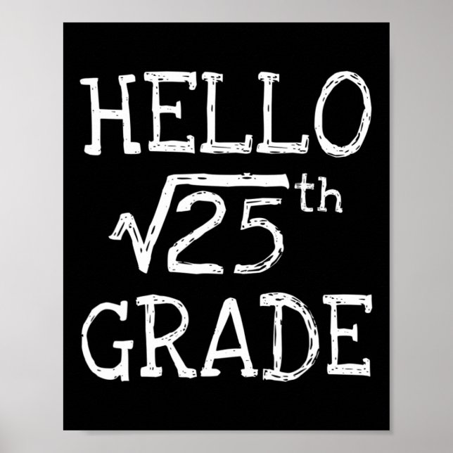 Affiche Retour à l'école 5e année Racine carrée de 25 Math (Devant)