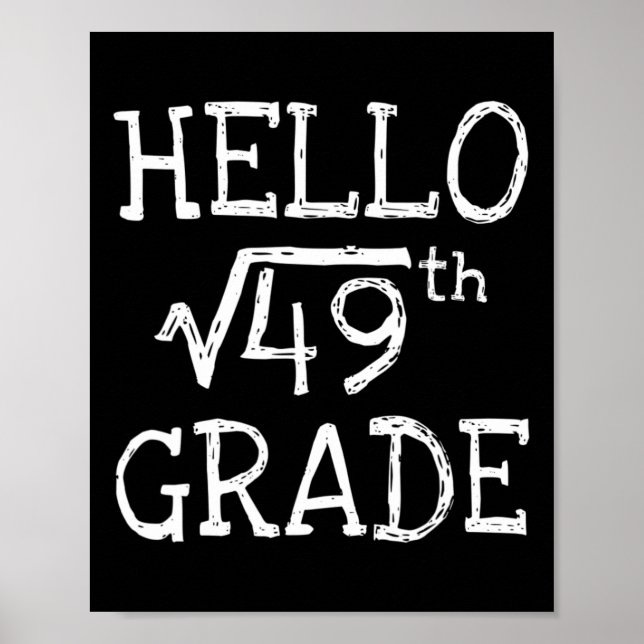 Affiche Retour à l'école 7e année Racine carrée de 49 Math (Devant)