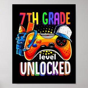 Affiche Retour À L'École 7E Septième Niveau Déverrouillé