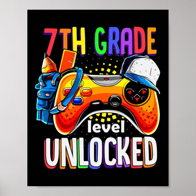 Affiche Retour À L'École 7E Septième Niveau Déverrouillé (Devant)