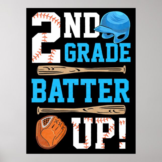 Affiche Retour à l'école Baseball Frappe Fort 2e année (Devant)