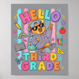 Affiche Retour à l'école Bonjour 3e année Capybara Troisiè