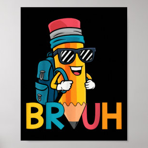 Affiche Retour à l'école Bruh Dabbing Crayon Garçons Premi