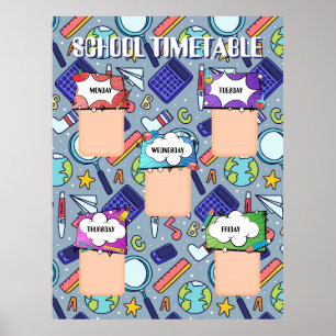 Affiche Retour à l'école. CALENDRIER DE L'ÉCOLE