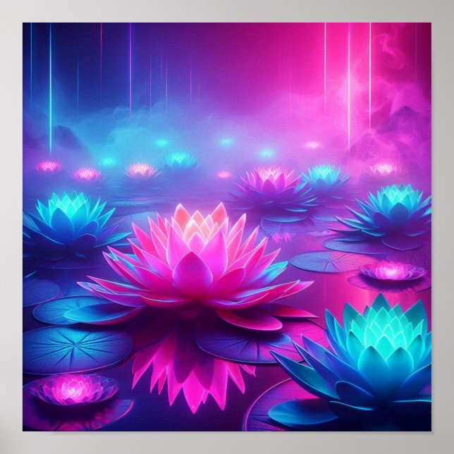 Affiche Retour à l'école Dreamlike Neon Lotus Glow (Devant)