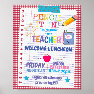 Affiche retour à l'école enseignant déjeuner événement thè