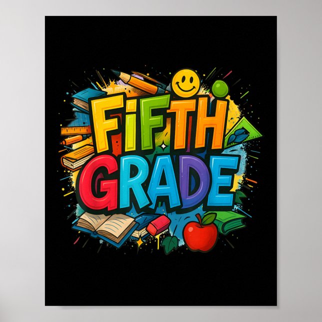 Affiche Retour À L'École Équipe De 5E Année Heureux Premie (Devant)