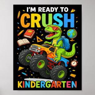 Affiche Retour à l'école garçon dinosaure je suis prêt à é