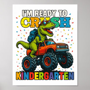 Affiche Retour à l'école Garçon Dinosaure Je suis prêt à é