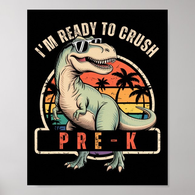Affiche Retour à l'école Garçon dinosaure Je suis prêt à é (Devant)