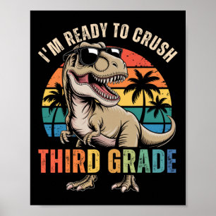 Affiche Retour à l'école Garçon dinosaure Je suis prêt à é