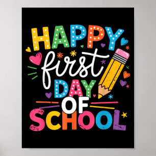 Affiche Retour à l'école heureux premier jour d'école ense
