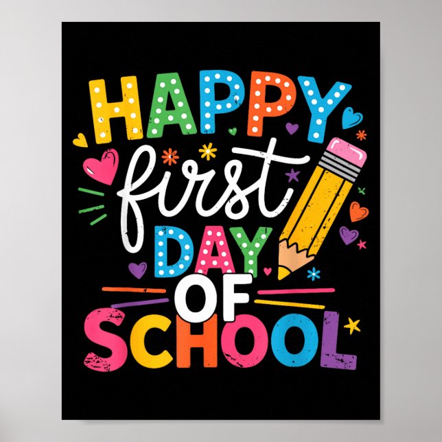 Affiche Retour à l'école heureux premier jour d'école ense (Devant)