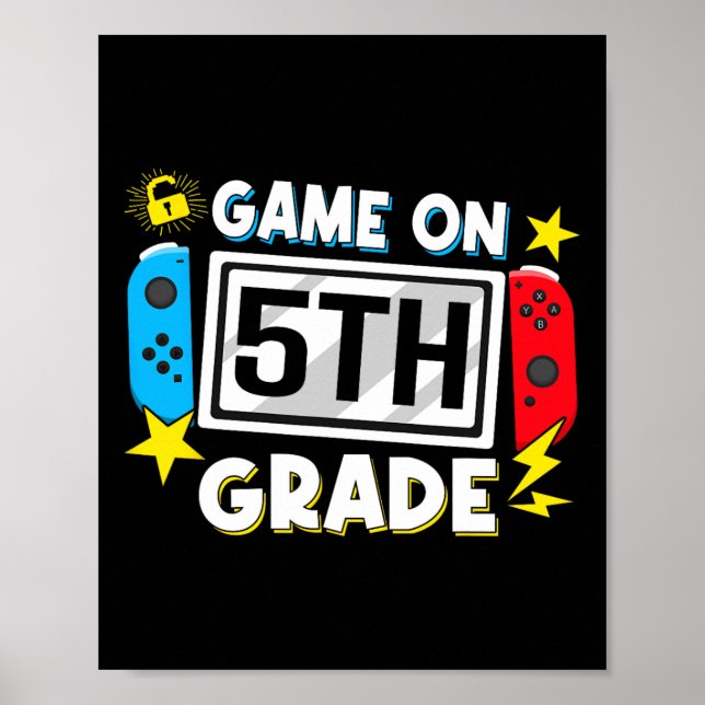 Affiche Retour à l'école jeu activé 5e année drôle gamer e (Devant)