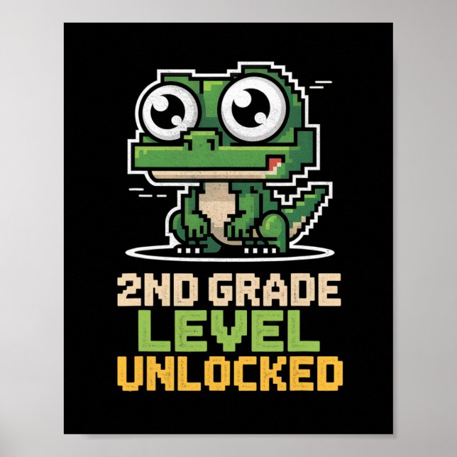 Affiche Retour à l'école Lizard Gamer 2e année Deuxième ni (Devant)
