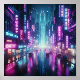 Affiche Retour à l'école : Lumières nocturnes vibrantes de