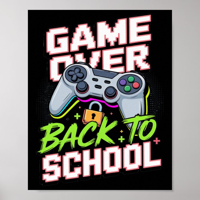 Affiche Retour à l'école Manette de jeu vidéo drôle et coo (Devant)