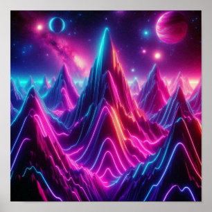 Affiche Retour à l'école Neon Cosmic Mountain View