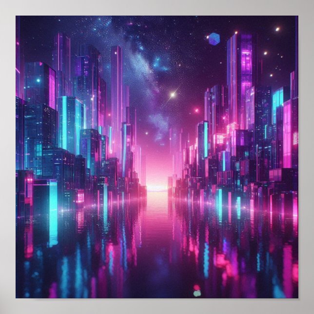 Affiche Retour à l'école Néon Crystal City Lights (Devant)