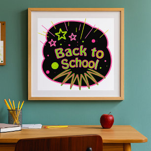 Affiche Retour à l'école Neon Pop Art Bright Classroom