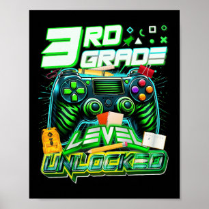 Affiche Retour à l'école Niveau 3e année Débloqué Gamer en