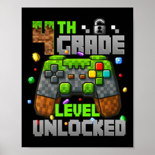 Affiche Retour à l'école Niveau 4e année Débloqué Gamer En