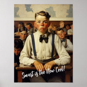 Affiche Retour à l'école Norman Rockwell dessin style
