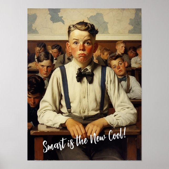 Affiche Retour à l'école Norman Rockwell dessin style (Devant)