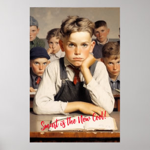 Affiche Retour à l'école Norman Rockwell dessin style