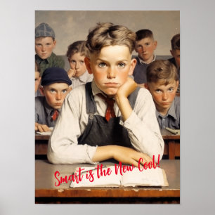 Affiche Retour à l'école Norman Rockwell dessin style