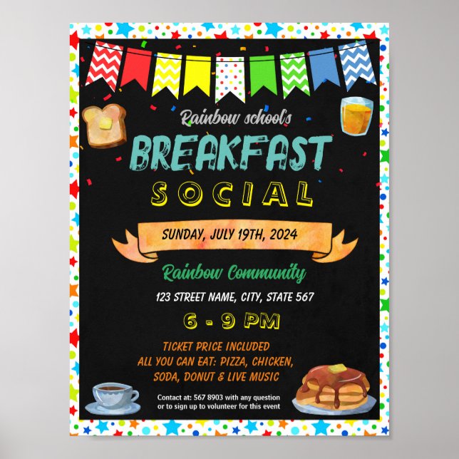 Affiche Retour à l'école Petit déjeuner modèle social (Devant)