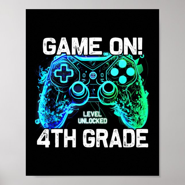 Affiche Retour à l'école pour garçon de 4e année joueur jo (Devant)