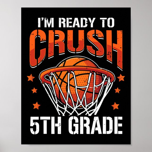 Affiche Retour À L'École Premier Jour De Basketball De 5E  (Devant)