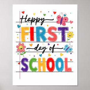 Affiche Retour à l'école Premier jour d'école heureux garç