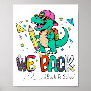 Affiche Retour À L'École Premier Jour Dinosaure Enseignant