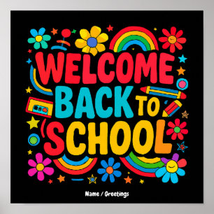 Affiche Retour à l'école Remerciement Enseignant Enfants