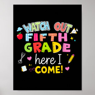 Affiche Retour À L'École Suivre La Cinquième Année Ici Je 