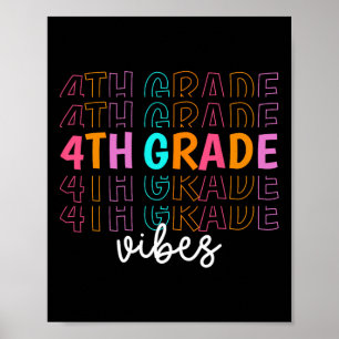 Affiche Retour À L'École Vibes De 4E Année Retro Professio
