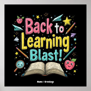 Affiche Retour au Blast d'Apprentissage Scolaire Enfants E