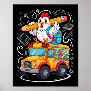 Affiche Retour au poulet de l'école Bus scolaire 100 jours