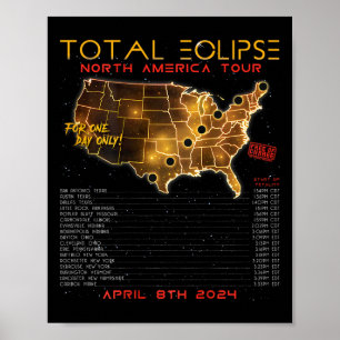 Affiche Retour) Total Solar Eclipse 2024 North America Tou