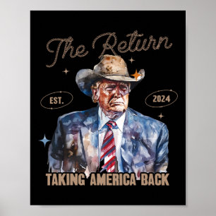 Affiche Retour Western Cowboy Trump 2024 Prise de l'Amériq