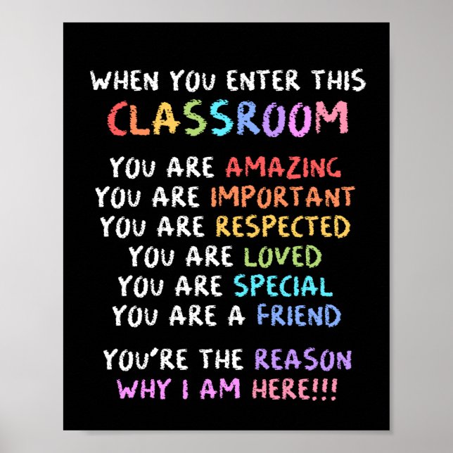 Affiche Retourner À L'École Enseignant Lorsque Vous Entrez (Devant)