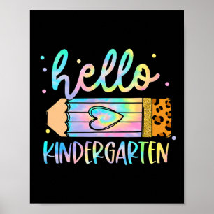 Affiche Retourner À L'École Hello Kindergarten Leopard Tie