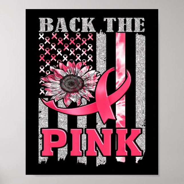 Affiche Retourner Le Ruban rose Drapeau Sensibilisation au (Devant)